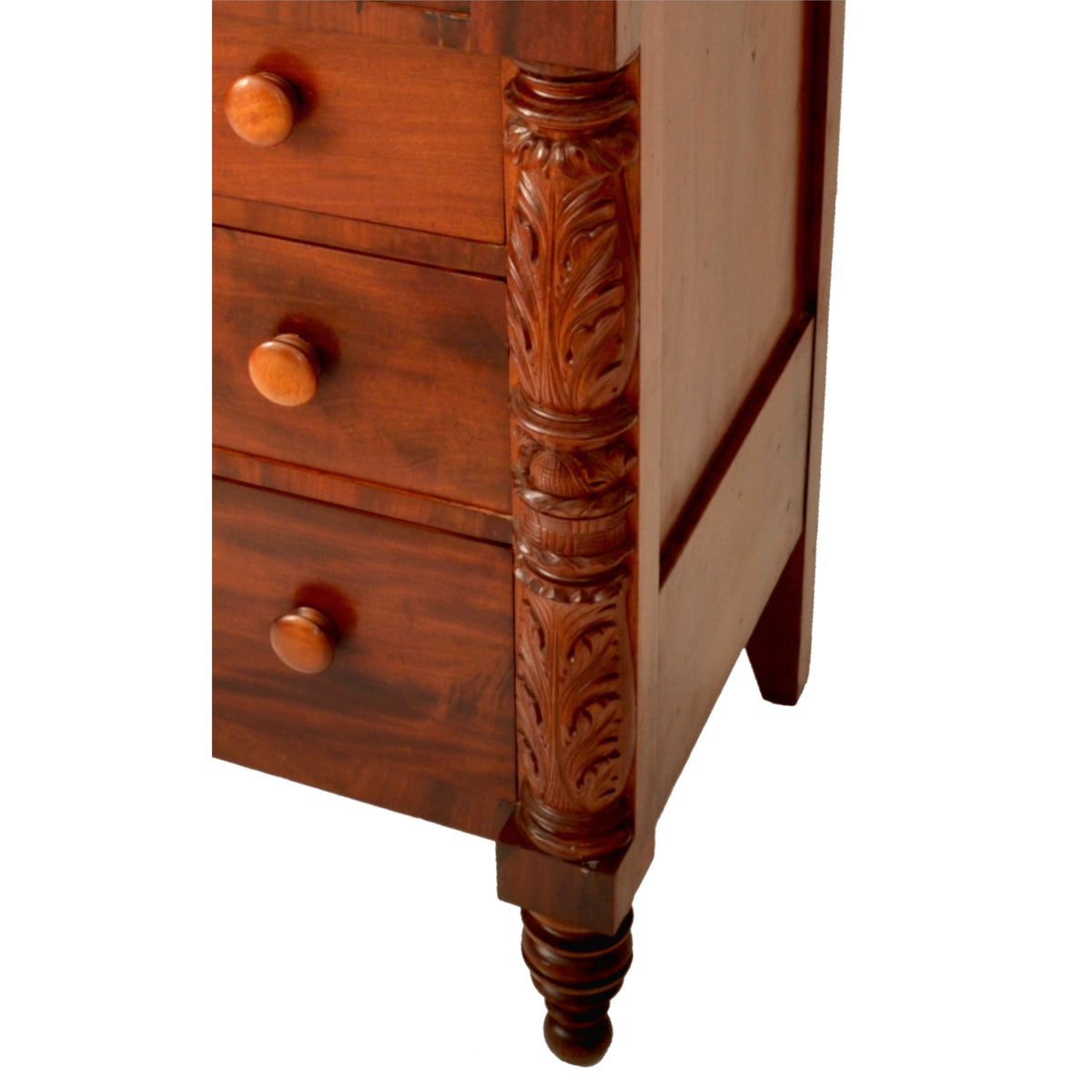 Antique American Federal Classical Period Mahogany Butler's Secretary Dresser, NY, circa 1830