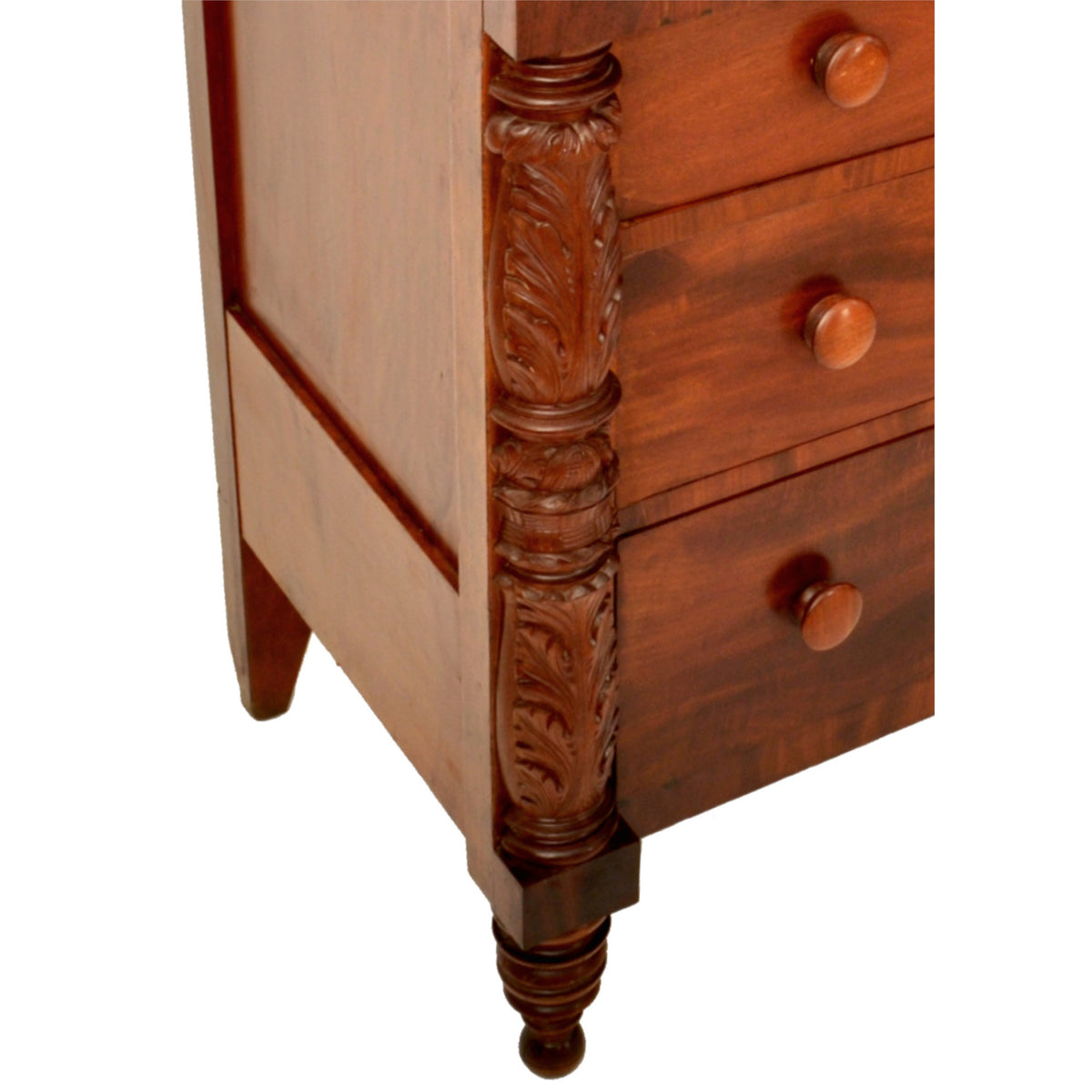 Antique American Federal Classical Period Mahogany Butler's Secretary Dresser, NY, circa 1830
