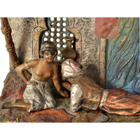 Antique Cold-Painted Austrian Bronze Arab Orientalist Figural Statue Lamp, circa 1920