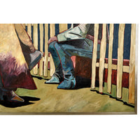 Large Early Original Acrylic on Canvas Western Cowboy Painting Thom Ross 1994