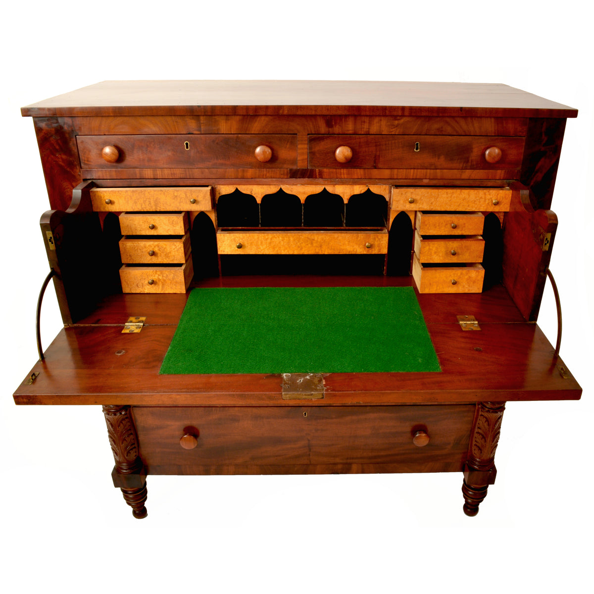 Antique American Federal Classical Period Mahogany Butler's Secretary Dresser, NY, circa 1830