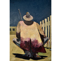 Large Early Original Acrylic on Canvas Western Cowboy Painting Thom Ross 1994