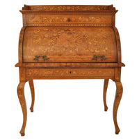 Antique Early 19th Century Dutch Walnut Marquetry Cylinder Desk / Bureau, circa 1820