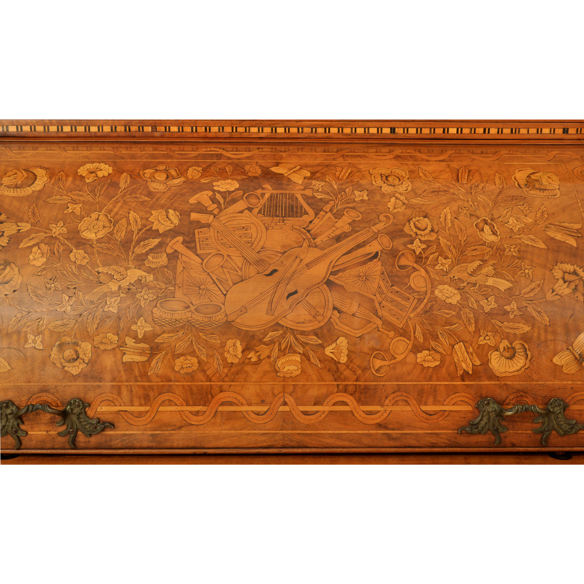 Antique Early 19th Century Dutch Walnut Marquetry Cylinder Desk / Bureau, circa 1820