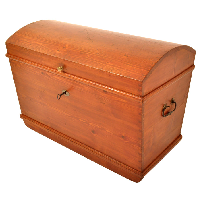 Antique German Painted Pine Immigrant Dome Top Blanket Chest / Trunk / Box, circa 1850