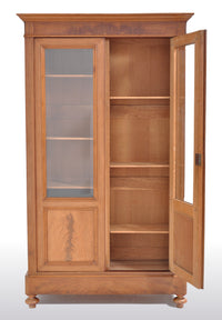 Antique French Louis Philippe Walnut Bookcase / Cabinet / Vitrine, Circa 1850