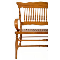 Antique American Windsor Maple Spindle Back Colonial Deacon's Bench / Loveseat, circa 1880