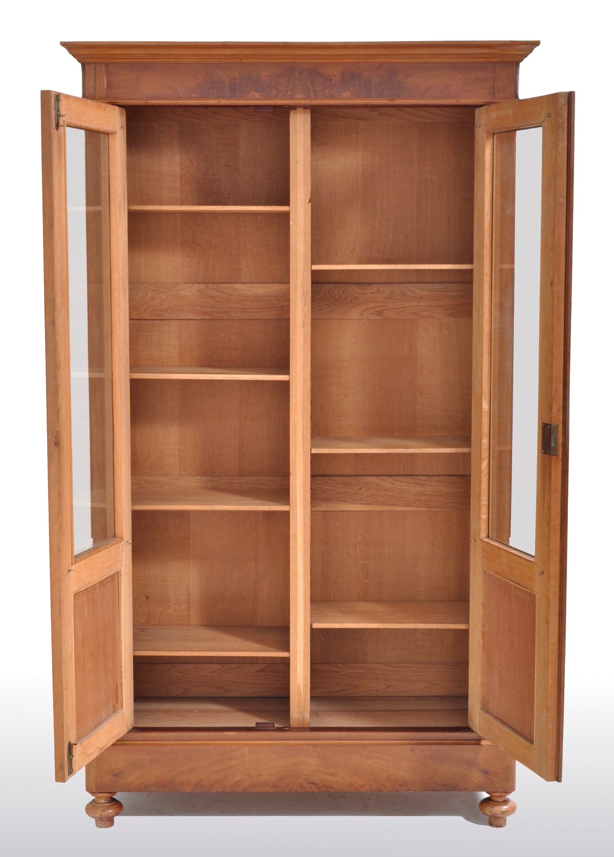 Antique French Louis Philippe Walnut Bookcase / Cabinet / Vitrine, Circa 1850