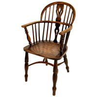 Set of 4 Antique 19th Century English Ash & Elm Low Hoop Back Windsor Chairs, circa 1840