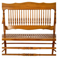 Antique American Windsor Maple Spindle Back Colonial Deacon's Bench / Loveseat, circa 1880