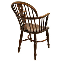 Set of 4 Antique 19th Century English Ash & Elm Low Hoop Back Windsor Chairs, circa 1840