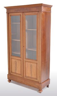 Antique French Louis Philippe Walnut Bookcase / Cabinet / Vitrine, Circa 1850