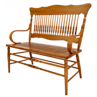 Antique American Windsor Maple Spindle Back Colonial Deacon's Bench / Loveseat, circa 1880