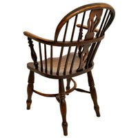 Set of 4 Antique 19th Century English Ash & Elm Low Hoop Back Windsor Chairs, circa 1840