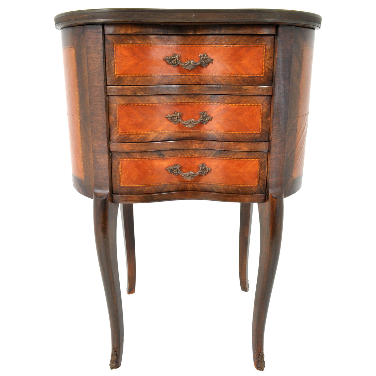Antique French Kidney Shaped Inlaid Side Table / Cabinet / Chest with Sevres Plaque, circa 1890