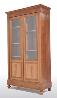 Antique French Louis Philippe Walnut Bookcase / Cabinet / Vitrine, Circa 1850