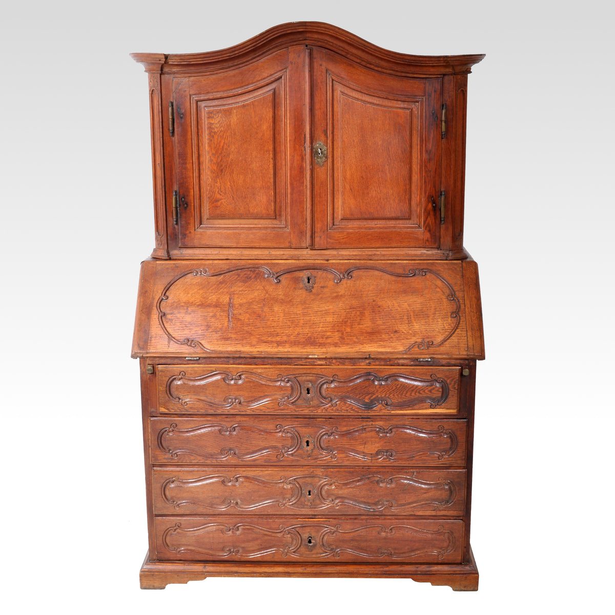 Antique French Provincial Oak Secretary/Bureau Bookcase, Circa 1770