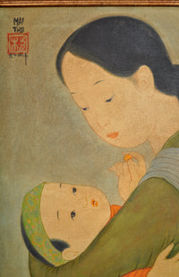 Oil on Canvas Painting by French Vietnamese Artist Mai Trung Thu (1906-1980), 1964