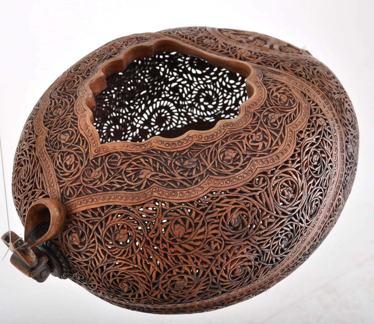 Antique Islamic Qajar Muslim Arab Persian Dervish Sufi Brass Kashkul Begging Bowl, Circa 1800