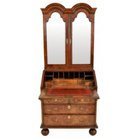 Antique Queen Anne Period Double Dome Burl Walnut Bureau / Bookcase / Secretary, circa 1710