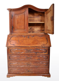 Antique French Provincial Oak Secretary/Bureau Bookcase, Circa 1770