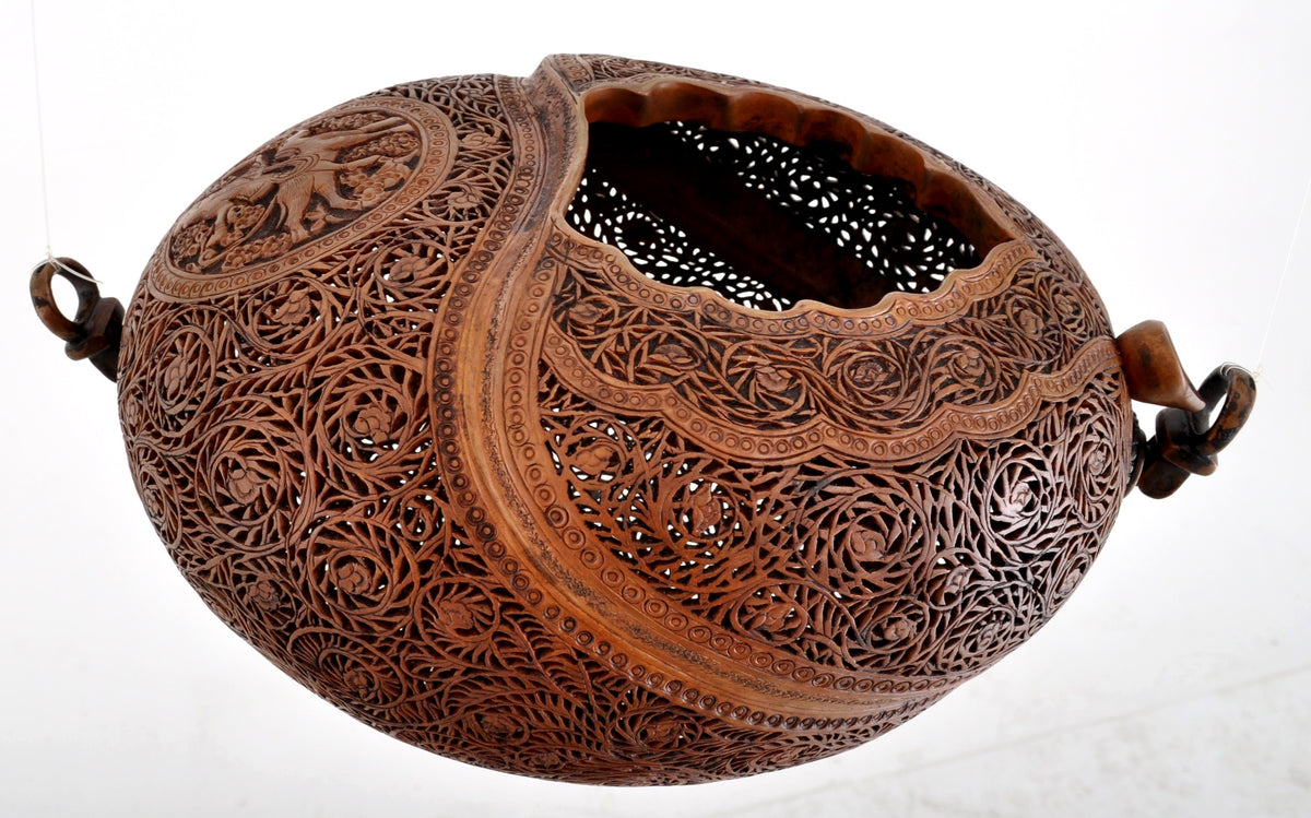 Antique Islamic Qajar Muslim Arab Persian Dervish Sufi Brass Kashkul Begging Bowl, Circa 1800
