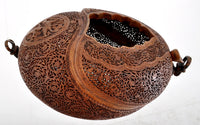 Antique Islamic Qajar Muslim Arab Persian Dervish Sufi Brass Kashkul Begging Bowl, Circa 1800