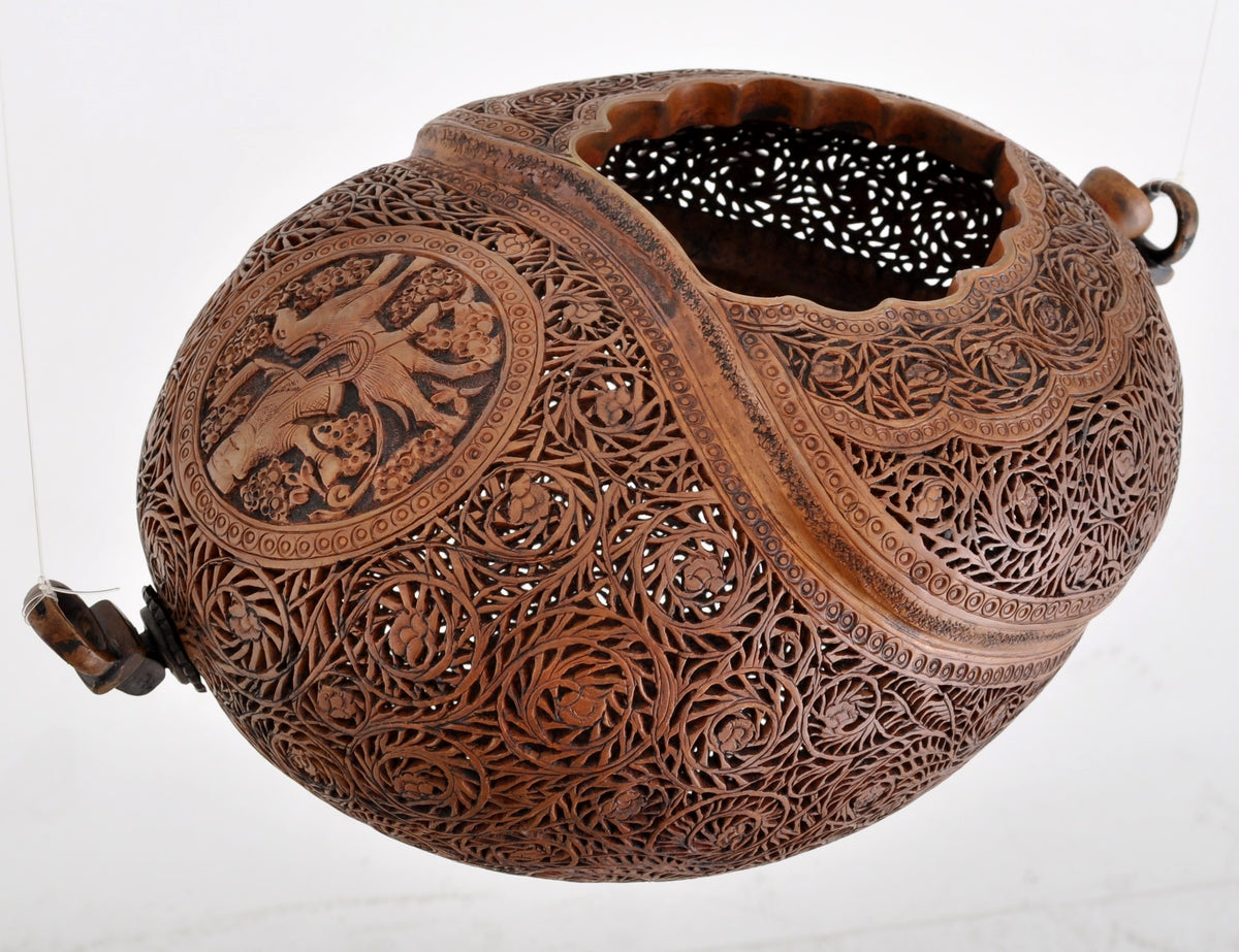 Antique Islamic Qajar Muslim Arab Persian Dervish Sufi Brass Kashkul Begging Bowl, Circa 1800