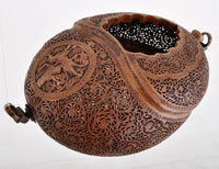 Antique Islamic Qajar Muslim Arab Persian Dervish Sufi Brass Kashkul Begging Bowl, Circa 1800
