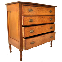 Antique American New England Sheraton Cherry Maple Dresser Chest Drawers, Circa 1825