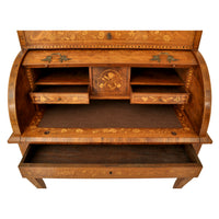 Antique Early 19th Century Dutch Walnut Marquetry Cylinder Desk / Bureau, circa 1820