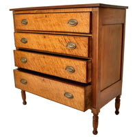 Antique American New England Sheraton Cherry Maple Dresser Chest Drawers, Circa 1825