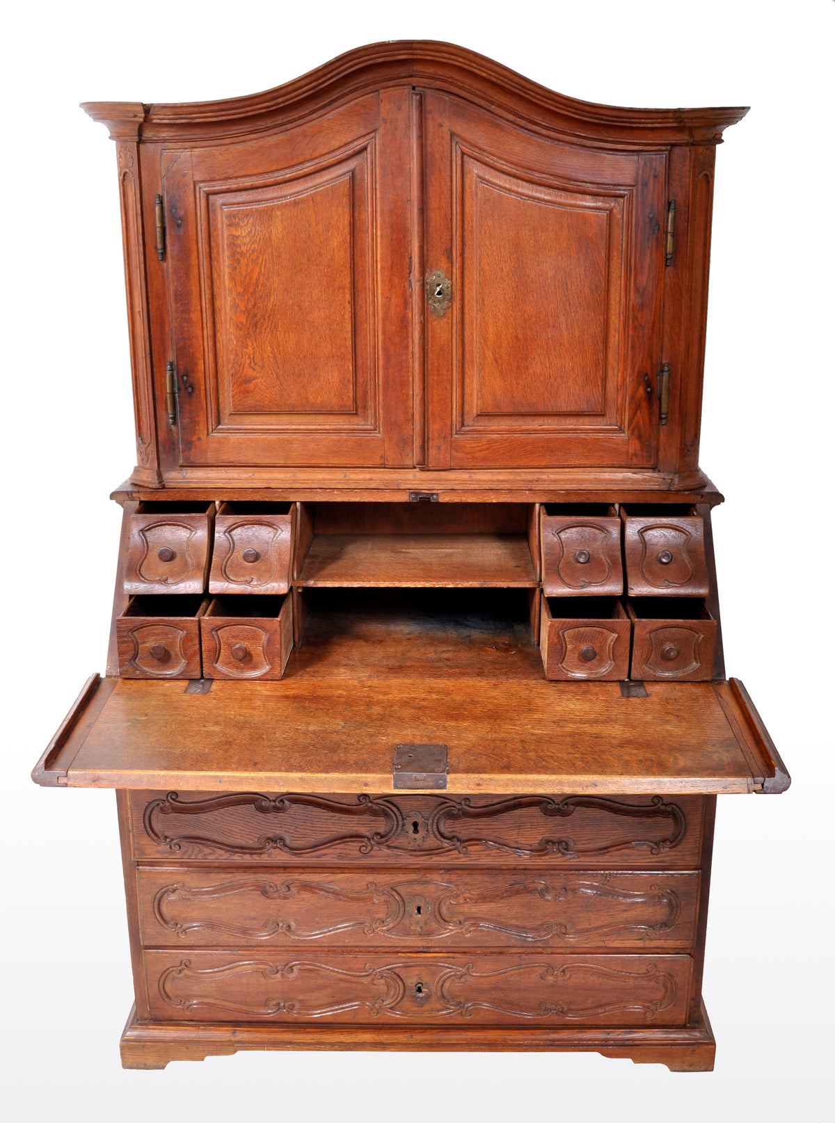 Antique French Provincial Oak Secretary/Bureau Bookcase, Circa 1770
