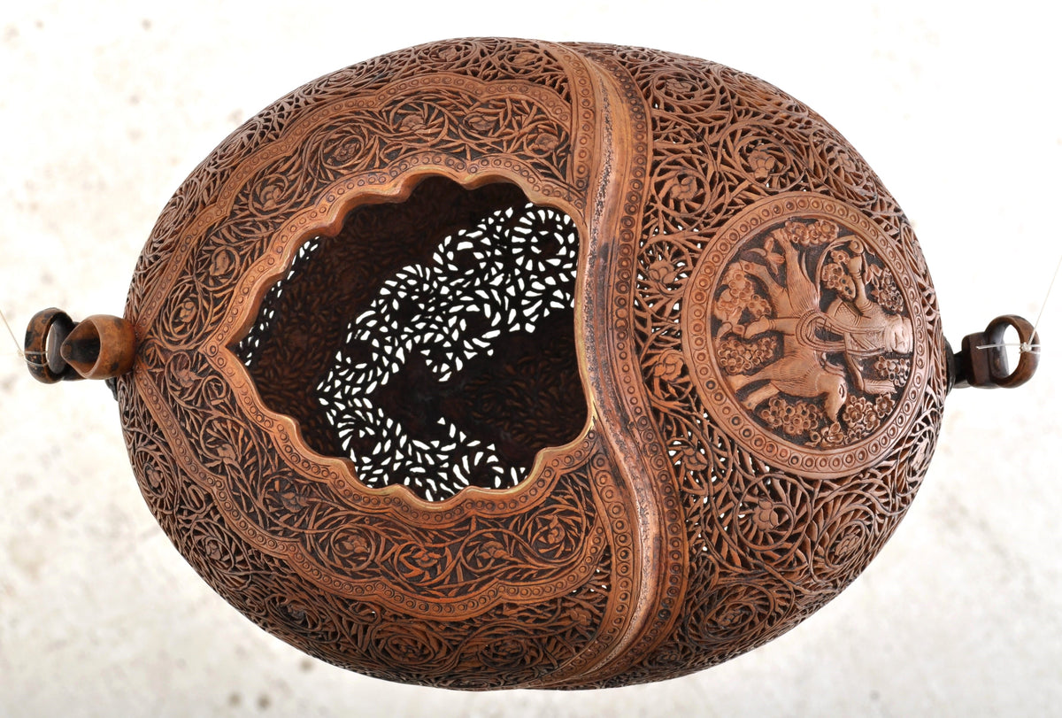 Antique Islamic Qajar Muslim Arab Persian Dervish Sufi Brass Kashkul Begging Bowl, Circa 1800