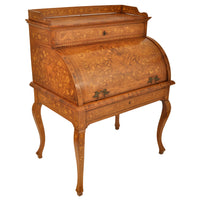Antique Early 19th Century Dutch Walnut Marquetry Cylinder Desk / Bureau, circa 1820