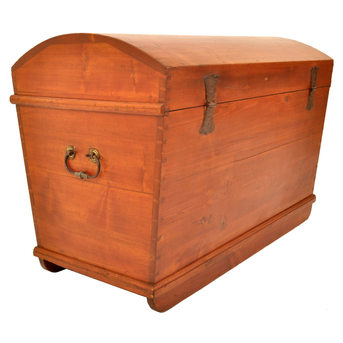Antique German Painted Pine Immigrant Dome Top Blanket Chest / Trunk / Box, circa 1850