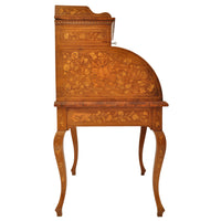 Antique Early 19th Century Dutch Walnut Marquetry Cylinder Desk / Bureau, circa 1820
