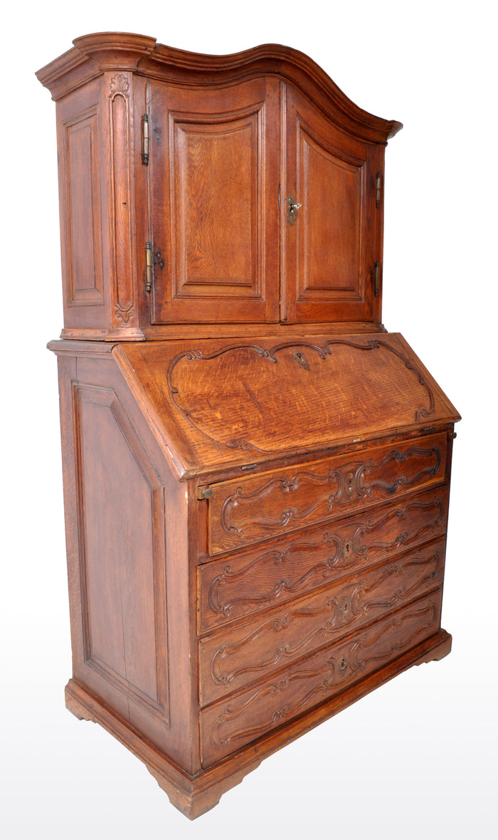 Antique French Provincial Oak Secretary/Bureau Bookcase, Circa 1770