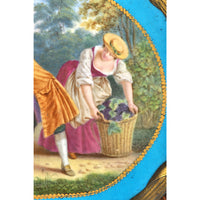 Antique French Kidney Shaped Inlaid Side Table / Cabinet / Chest with Sevres Plaque, circa 1890