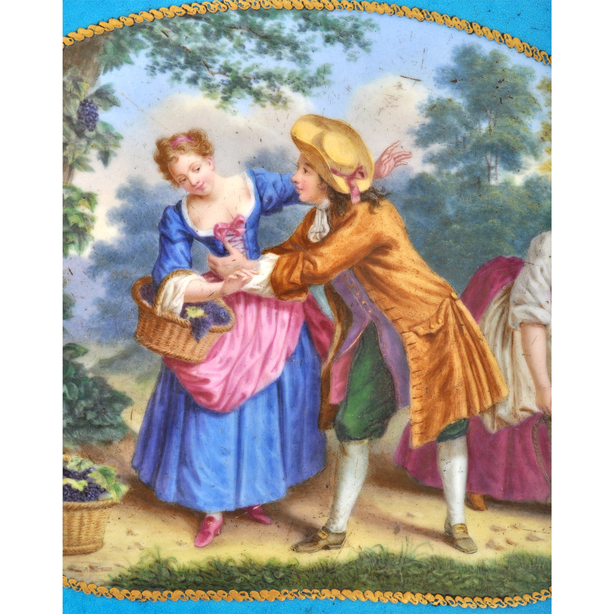 Antique French Kidney Shaped Inlaid Side Table / Cabinet / Chest with Sevres Plaque, circa 1890