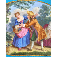 Antique French Kidney Shaped Inlaid Side Table / Cabinet / Chest with Sevres Plaque, circa 1890