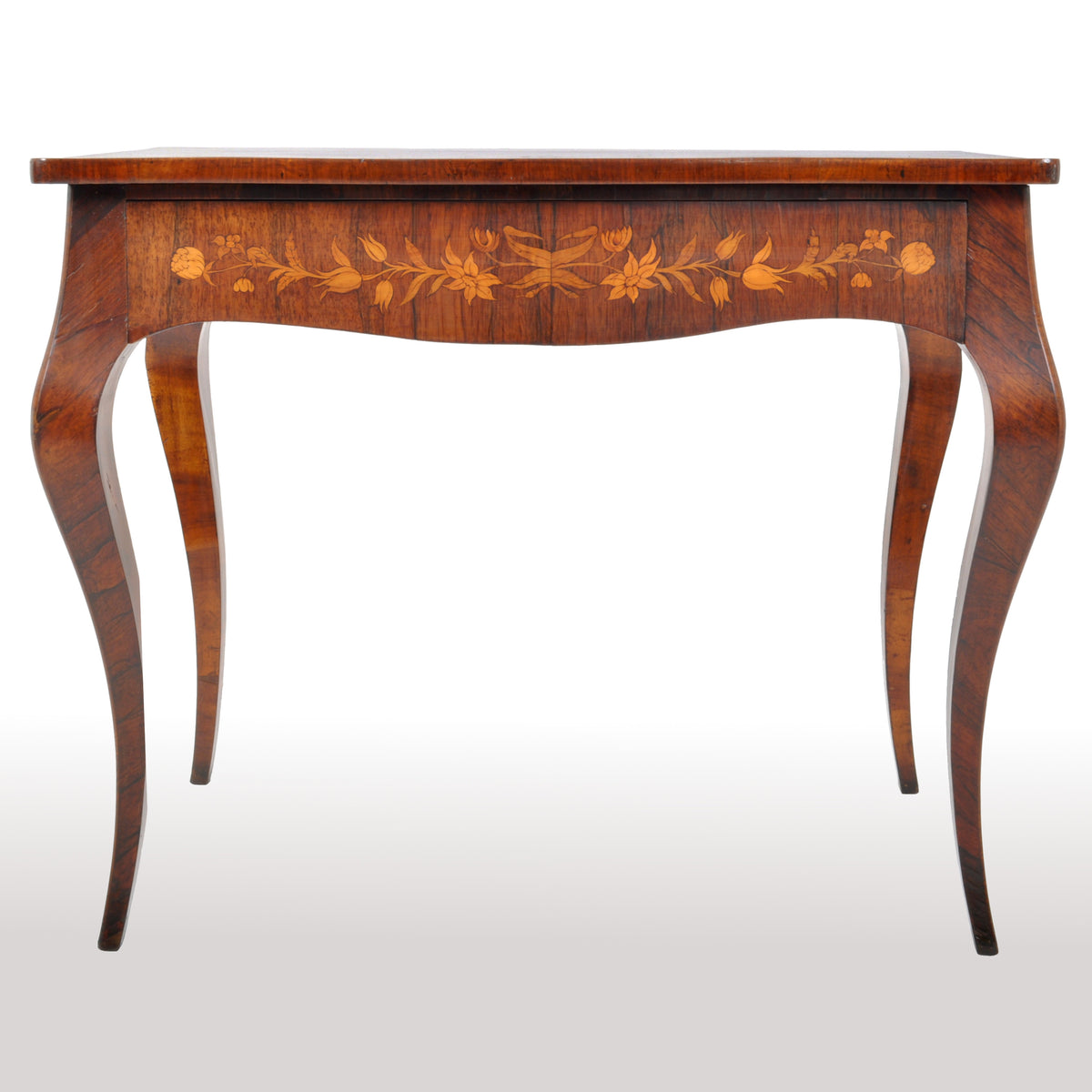Antique Louis XV French Inlaid Marquetry Bombe Writing Table / Desk / Bureau, circa 1880