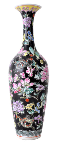 Antique Chinese Qing Dynasty Imperial Famille Noir Porcelain Vase, circa 1890