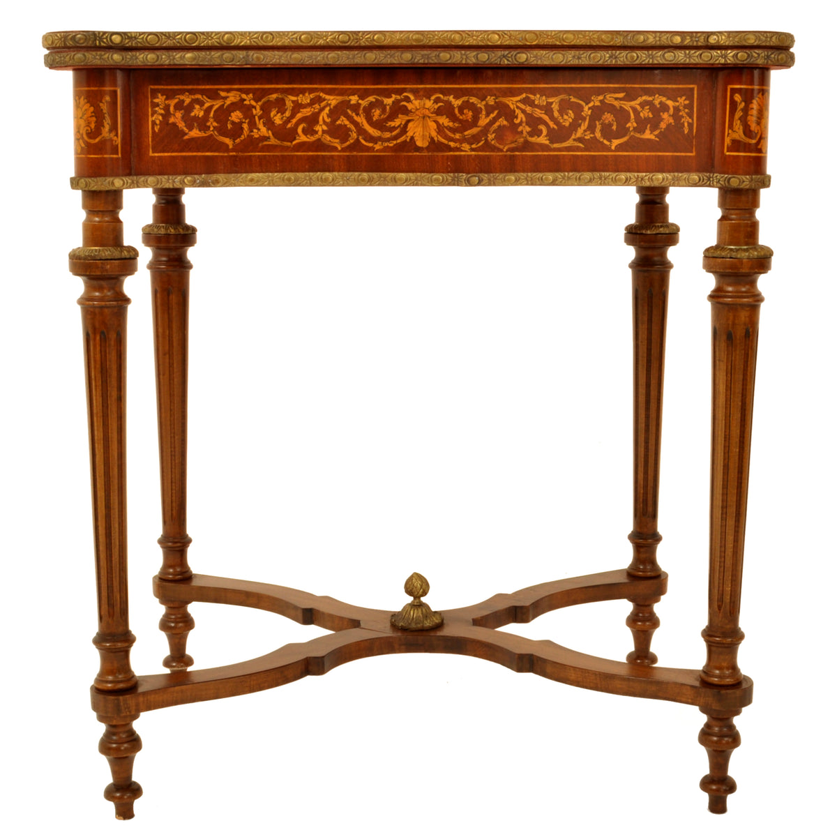 Antique 19th Century French  Inlaid Walnut Marquetry Ormolu Games / Card Table, circa 1880