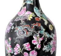 Antique Chinese Qing Dynasty Imperial Famille Noir Porcelain Vase, circa 1890