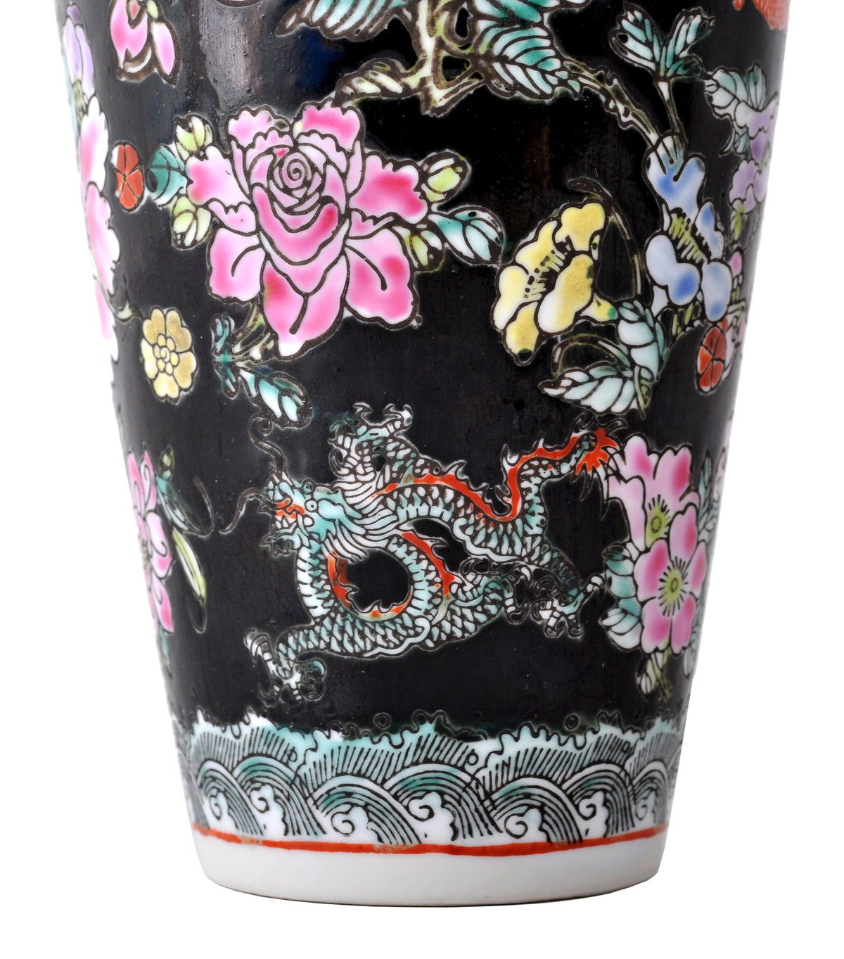 Antique Chinese Qing Dynasty Imperial Famille Noir Porcelain Vase, circa 1890
