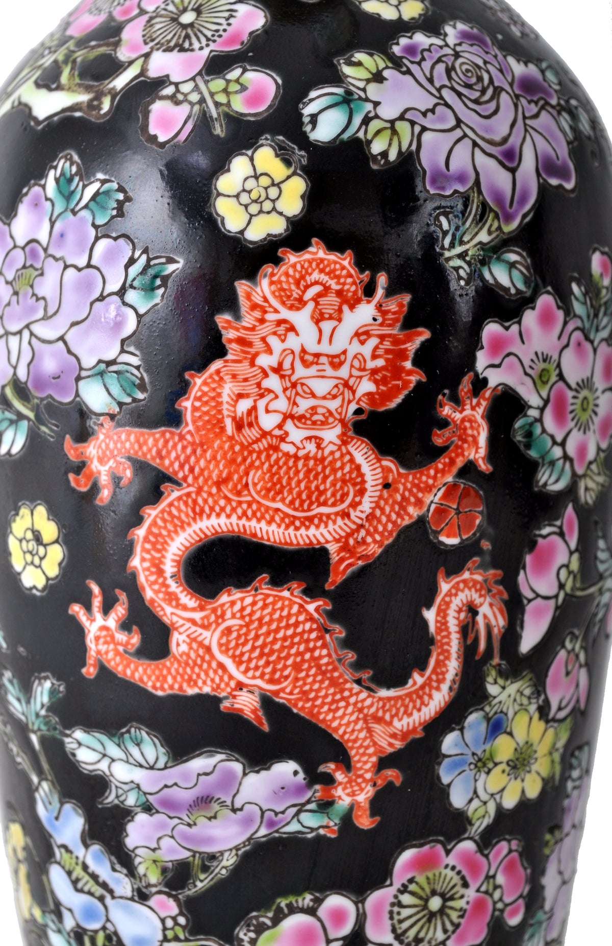 Antique Chinese Qing Dynasty Imperial Famille Noir Porcelain Vase, circa 1890