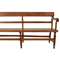 Antique Federal New England Windsor Spindle Back Cherry Bench Settee 1820