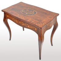 Antique Louis XV French Inlaid Marquetry Bombe Writing Table / Desk / Bureau, circa 1880