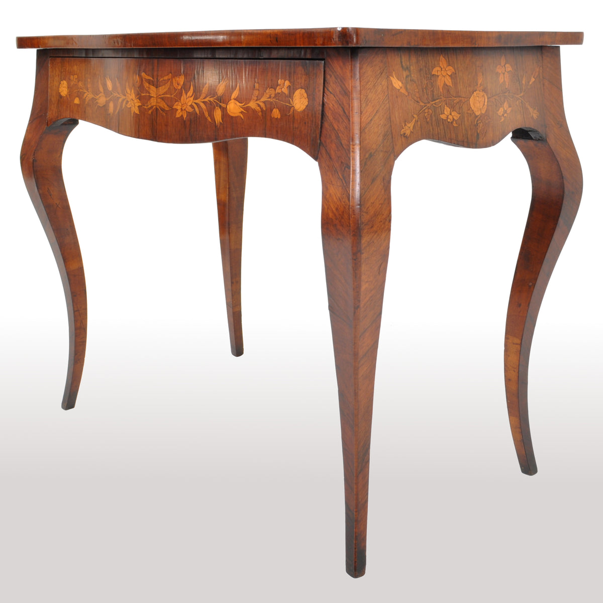 Antique Louis XV French Inlaid Marquetry Bombe Writing Table / Desk / Bureau, circa 1880
